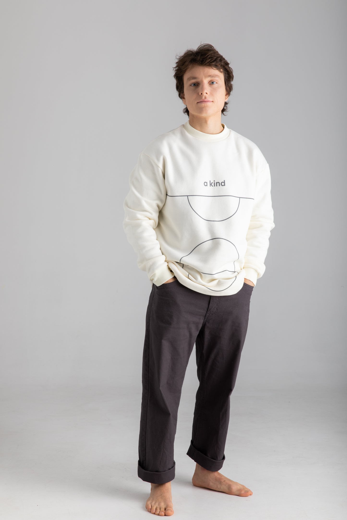 Long sweater in Ecru