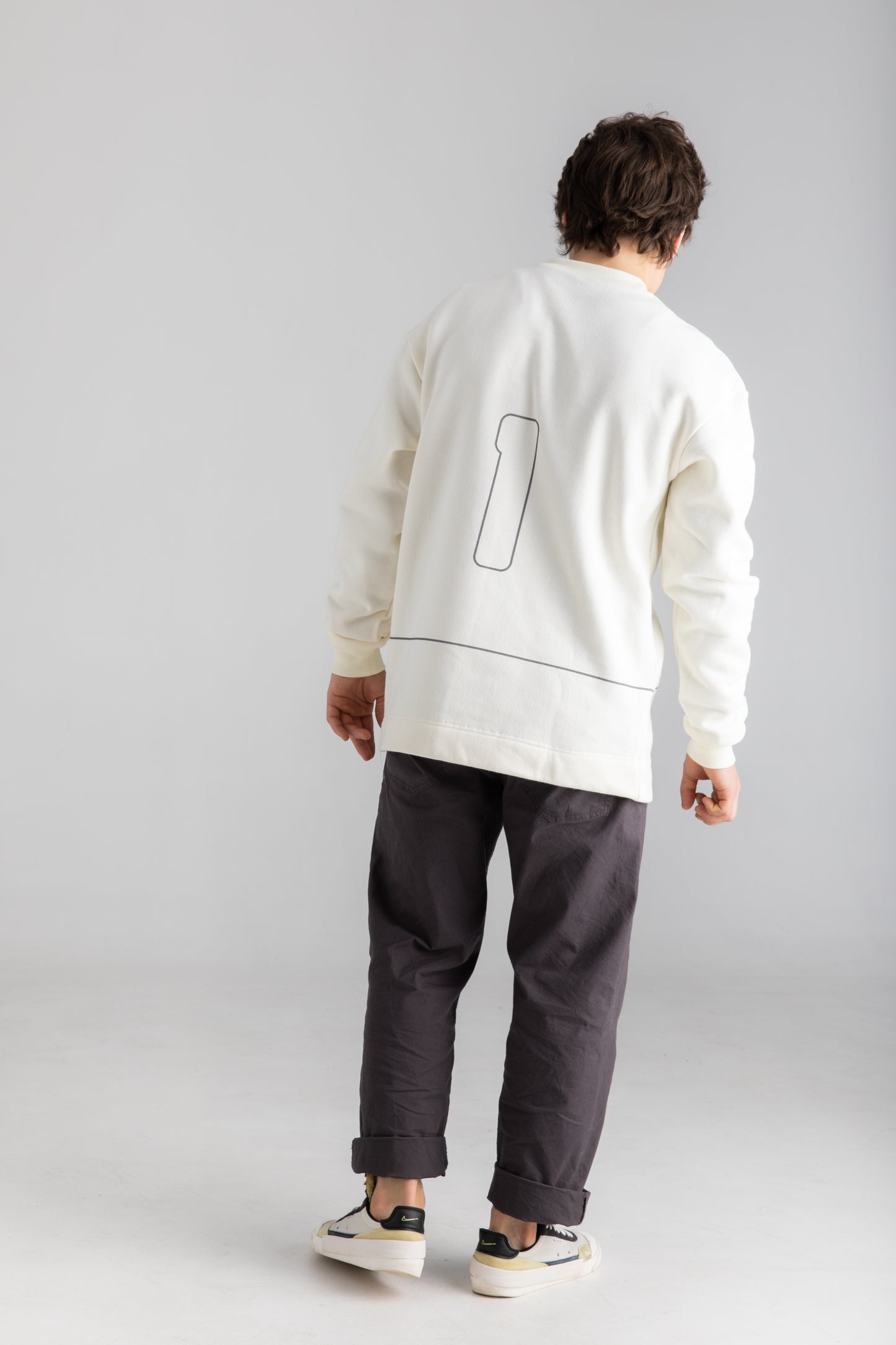 Long sweater in Ecru